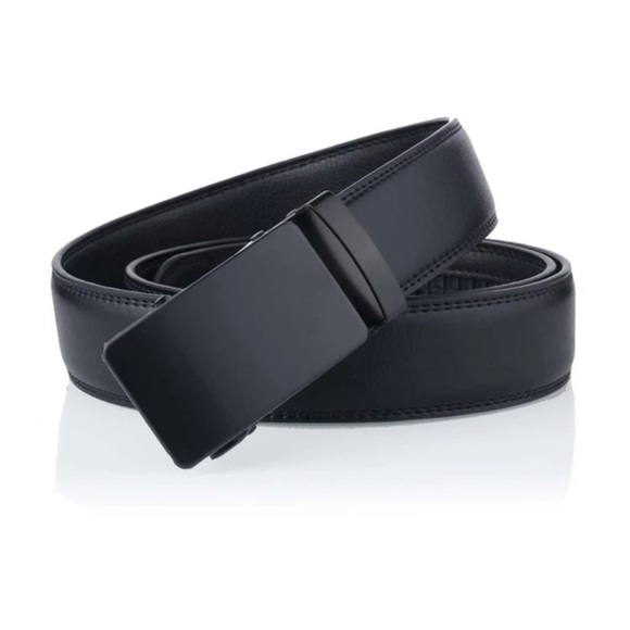 1pc Matte Black Square Automatic Buckle Belt - Picture 2 of 3